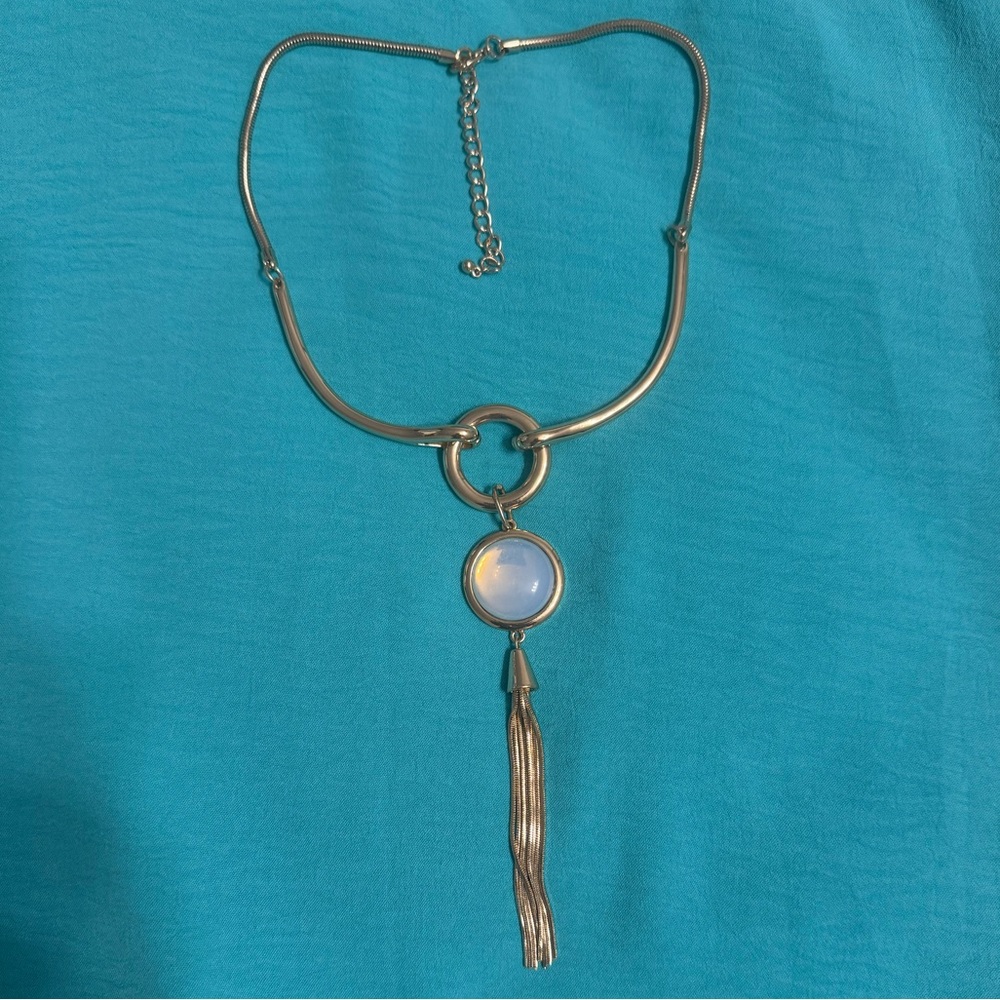 Elegant Gold Necklace with Moon Stone Pendant